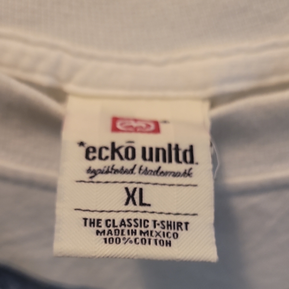 Y2K Ecko Unltd White Graphic Tee with Yellow and Blue Accents - Picture 4 of 6